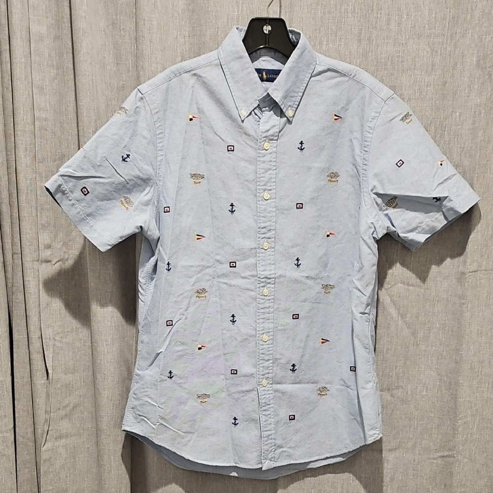 Ralph Lauren Blue Label Oxford Blue Nautical Casual Button Down Shirt